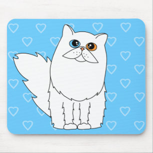 Mousepad Gato persa branco com olhos impares