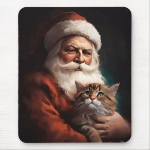 Mousepad Gato Persa com Papai Noel Natal Festivo