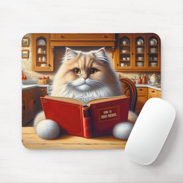 Mousepad Gato Persa Lendo um Livro (Com mouse)