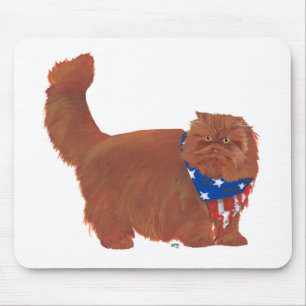 Mousepad Gato Persa Peludo Vermelho Patriótico