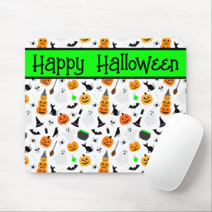 Mousepad Gato Preto Abóbora Fantasma de Halloween Infantil