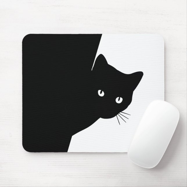 Mousepad Gato Preto Astuto (Com mouse)