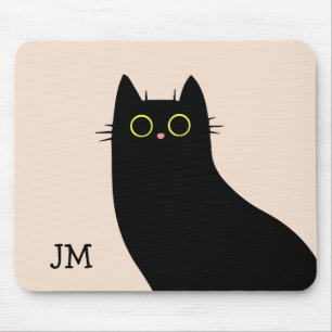 Mousepad Gato preto bonito no estilo do Meio século