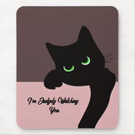 Mousepad Gato Preto Divertido Espiando Personalizado Estéti