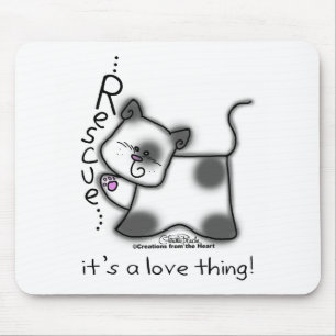 Mousepad Gato preto e branco RESCUE...é uma coisa de amor!