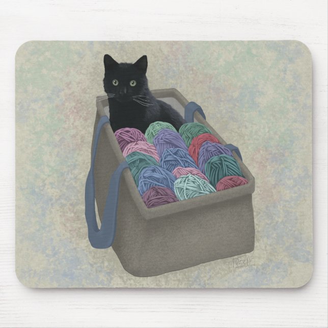 Mousepad Gato preto em saco de fio  (Frente)