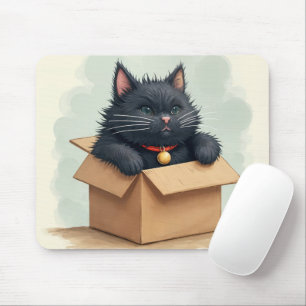 Mousepad Gato Preto em uma Caixa