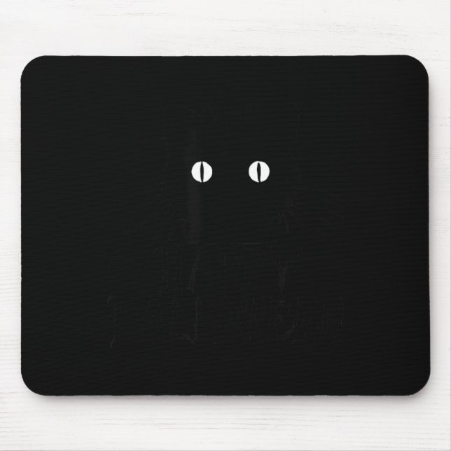 Mousepad Gato Preto Fofo de Halloween com Bigodes Feliz (Frente)