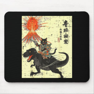 Mousepad Gato Preto Japonês No Trex Engraçado Ukiyo-e Menin