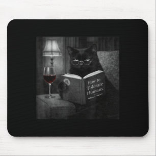 Mousepad Gato Preto Lendo Livro Foto de Gato Retro Divertid