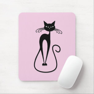 Mousepad Gato preto magro e fantástico rosa
