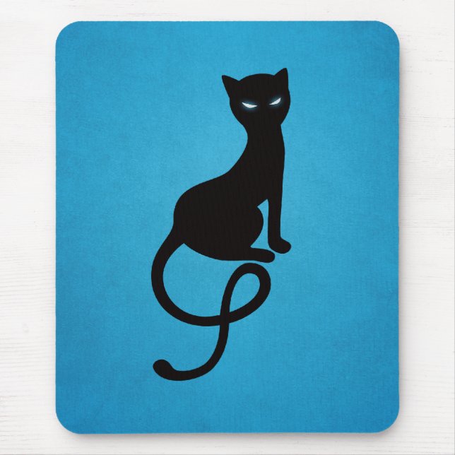 Mousepad Gato preto mau gracioso azul (Frente)