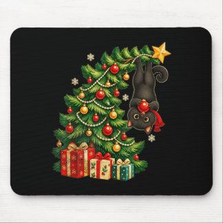 Mousepad Gato preto pendurado na árvore de Natal animal de 