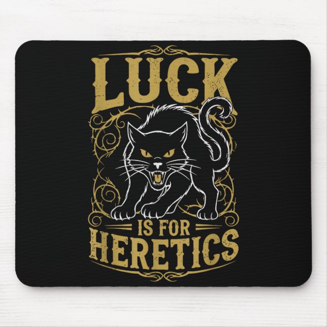 Mousepad Gato preto sorte é para bruxa herética (Frente)