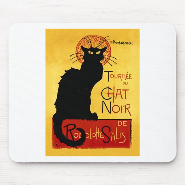 Mousepad Gato preto Vintage Tournée du Conversa Noir, (Frente)