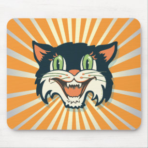 Mousepad Gato retro do Dia das Bruxas do vintage