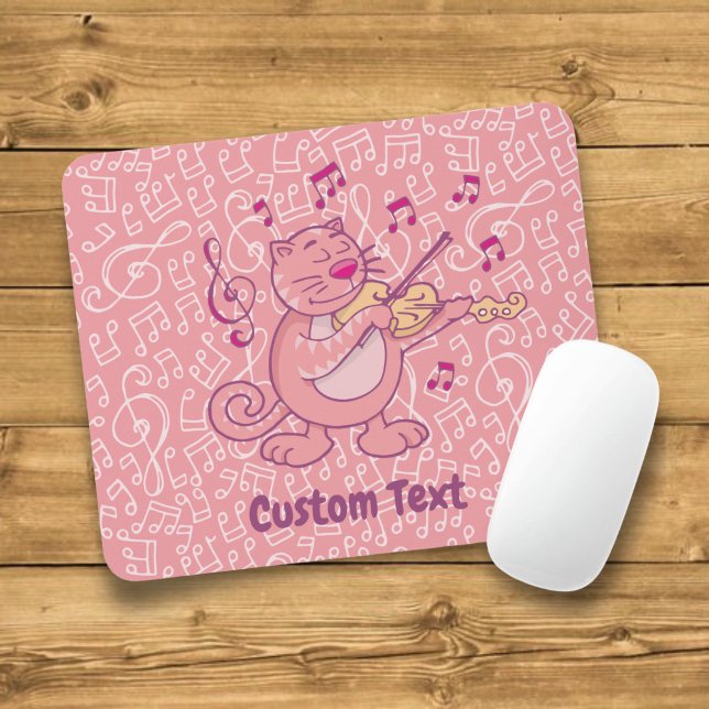 Mousepad Gato Rosa com Rato de Violino (Criador carregado)
