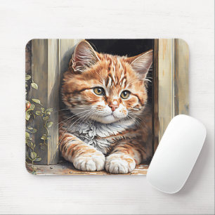 Mousepad Gato Ruivo em Aquarela
