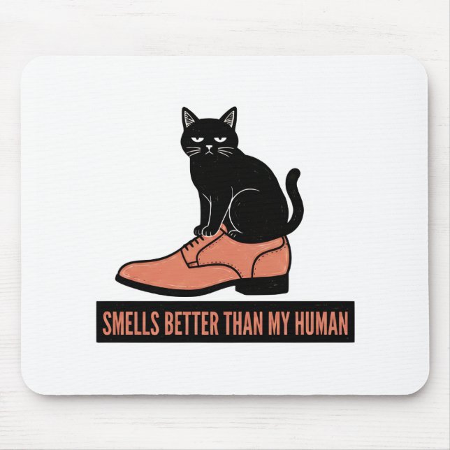 Mousepad Gato Sarcástico em Sapato Meme de Linocut (Frente)