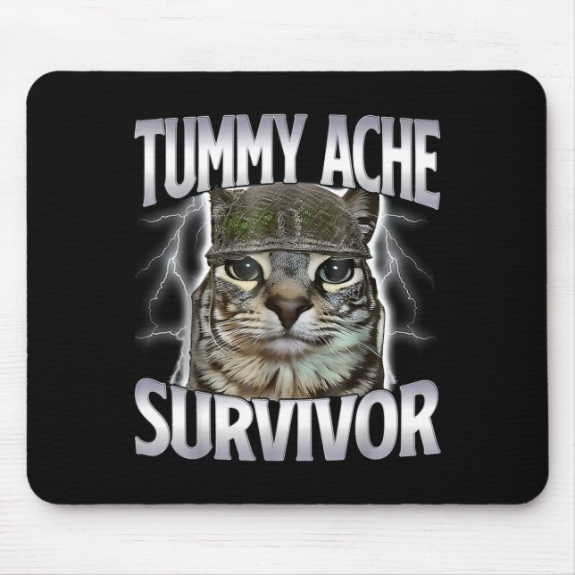 Mousepad Gato Sobrevivente de Dor de Barriga Meme Dito Dive (Frente)