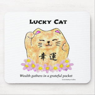 Mousepad Gato Sortudo - Riqueza se reúne num bolso agradeci