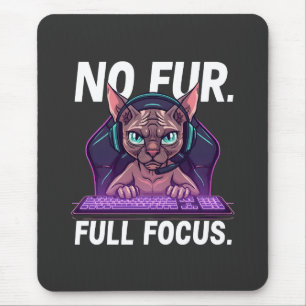Mousepad Gato Sphynx Gamer Arte Neon de Foco Total