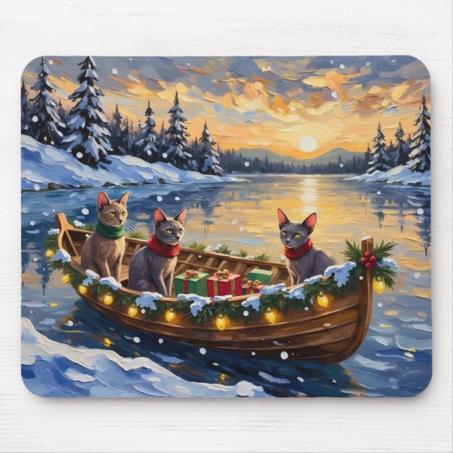Mousepad Gato Sphynx Natal Barco Festa (Frente)