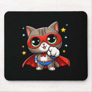 Mousepad Gato Super Heróico Com Cape Presente Homens Crianç