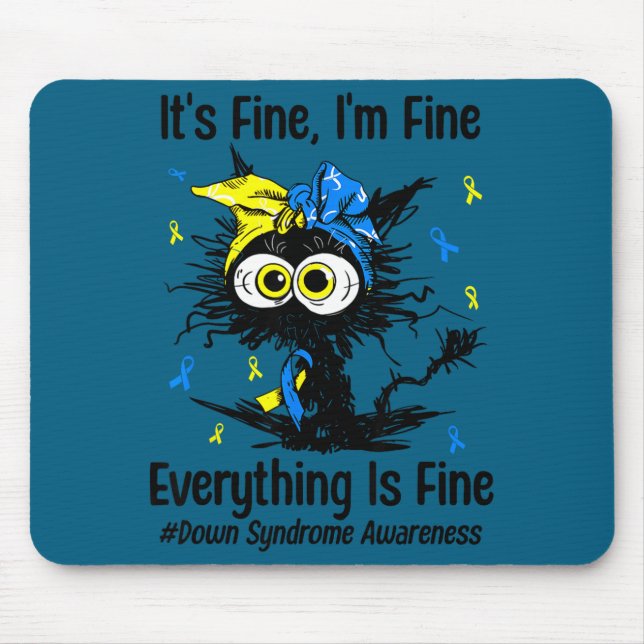 Mousepad Gato t21 de conscientização da síndrome de down mo (Frente)