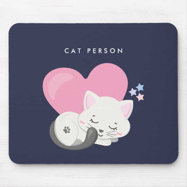 Mousepad Gato Texto de Pessoa Gato Branco Gato Branco Dormi (Frente)