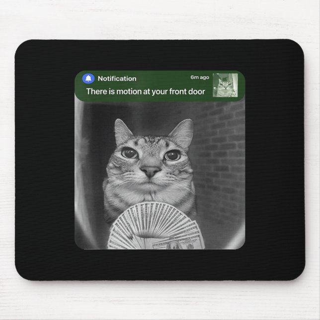 Mousepad Gato Tocando Sino Com Meme de Movimento  (Frente)