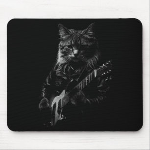 Mousepad Gato Tocar Guitarra Rock Star Rock And Roll Homens