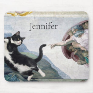 Mousepad Gato Tuxedo Tocando a Pata Divina