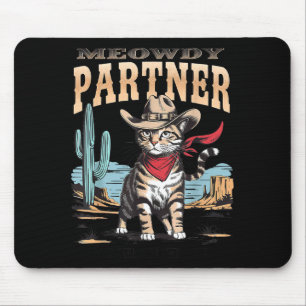 Mousepad Gato Vintage Minimalista Parceiro Cowboy Meowdy