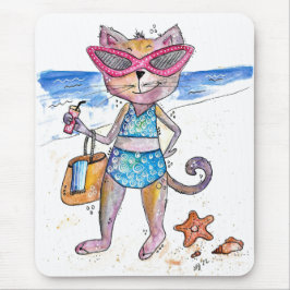 Mousepad Gato Whimsical na Praia