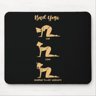 Mousepad Gato Yogi Vaca Mãe Unicórnio Engraçado Yoga Medita