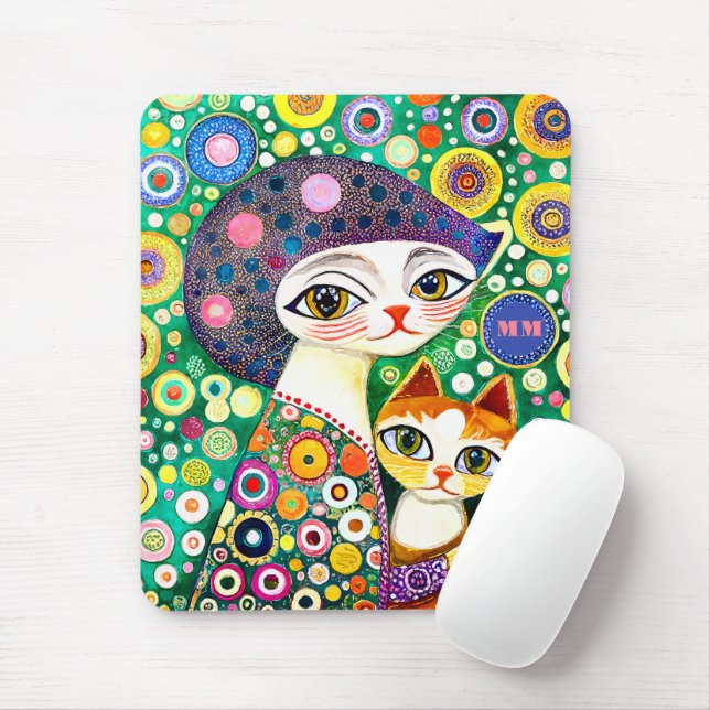 Mousepad Gatos Abstratos Legais (Com mouse)