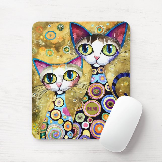Mousepad Gatos Abstratos Legais (Com mouse)