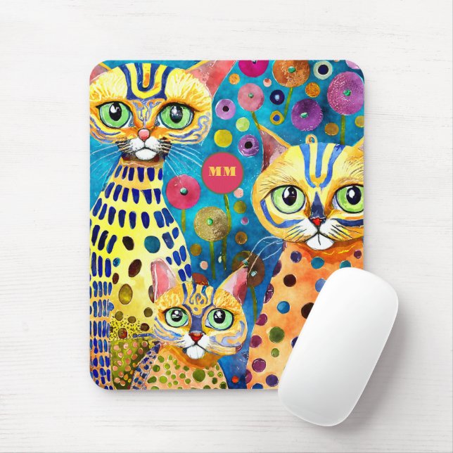 Mousepad Gatos Abstratos Legais (Com mouse)