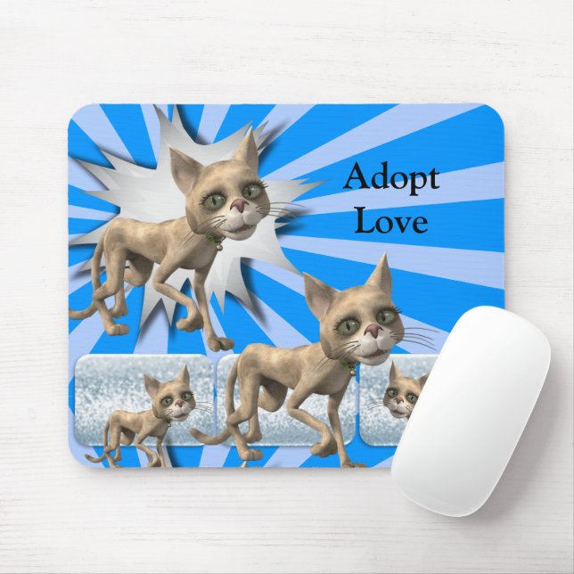 Mousepad Gatos Azul Pão de Mouse de Adoção de Gato! Mousepa (Com mouse)