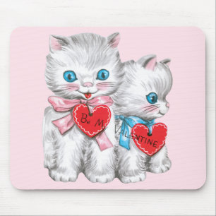 Mousepad Gatos bonitos do dia dos namorados do vintage,