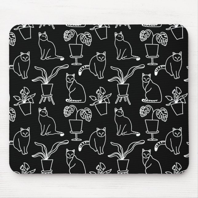 Mousepad Gatos brancos em preto (Frente)