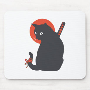 Mousepad Gatos como Guerreiro Samurai - Escolher cor de fun