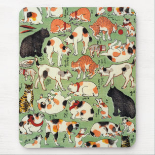 Mousepad Gatos da era de Edo, Utagawa Yoshifuji, Ukiyo-e