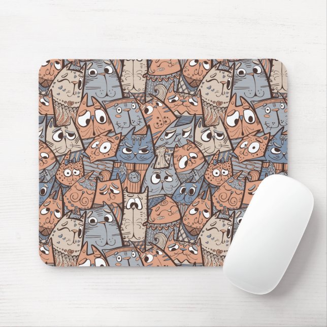 Mousepad Gatos de Desenho Animado Divertidos (Com mouse)