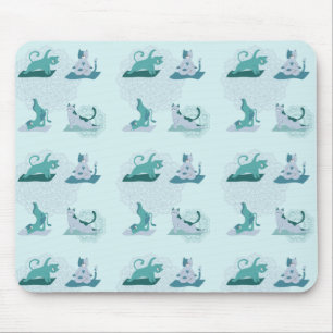 Mousepad Gatos de ioga verde