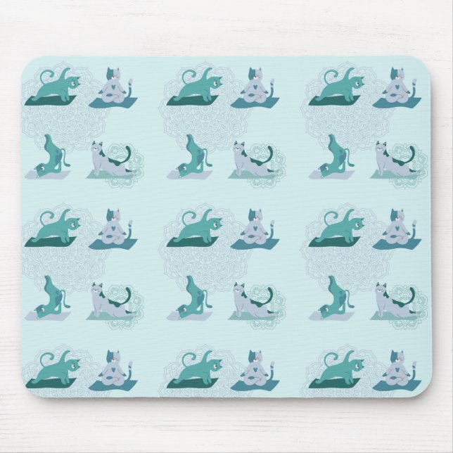 Mousepad Gatos de ioga verde (Frente)