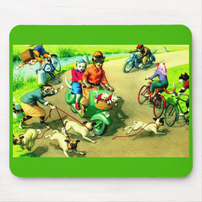 Mousepad Gatos de manutenção em motociclos e bicicletas (Frente)