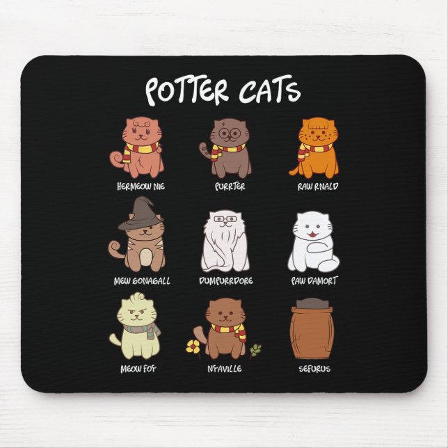 Mousepad Gatos De Potter Para O Lover De Gato (Frente)