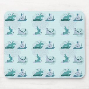 Mousepad Gatos de Yoga Verdes